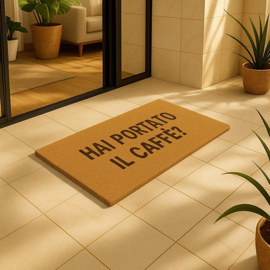 Hai portato il caffè? Zerbino Personalizzato in Fibra di Cocco – Incisione Laser – Welcome Mat Ingresso Casa – Idea Regalo