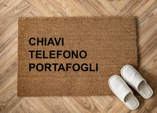 Chiavi telefono portafogli Zerbino Personalizzato in Fibra di Cocco – Incisione Laser – Welcome Mat Ingresso Casa – Idea Regalo