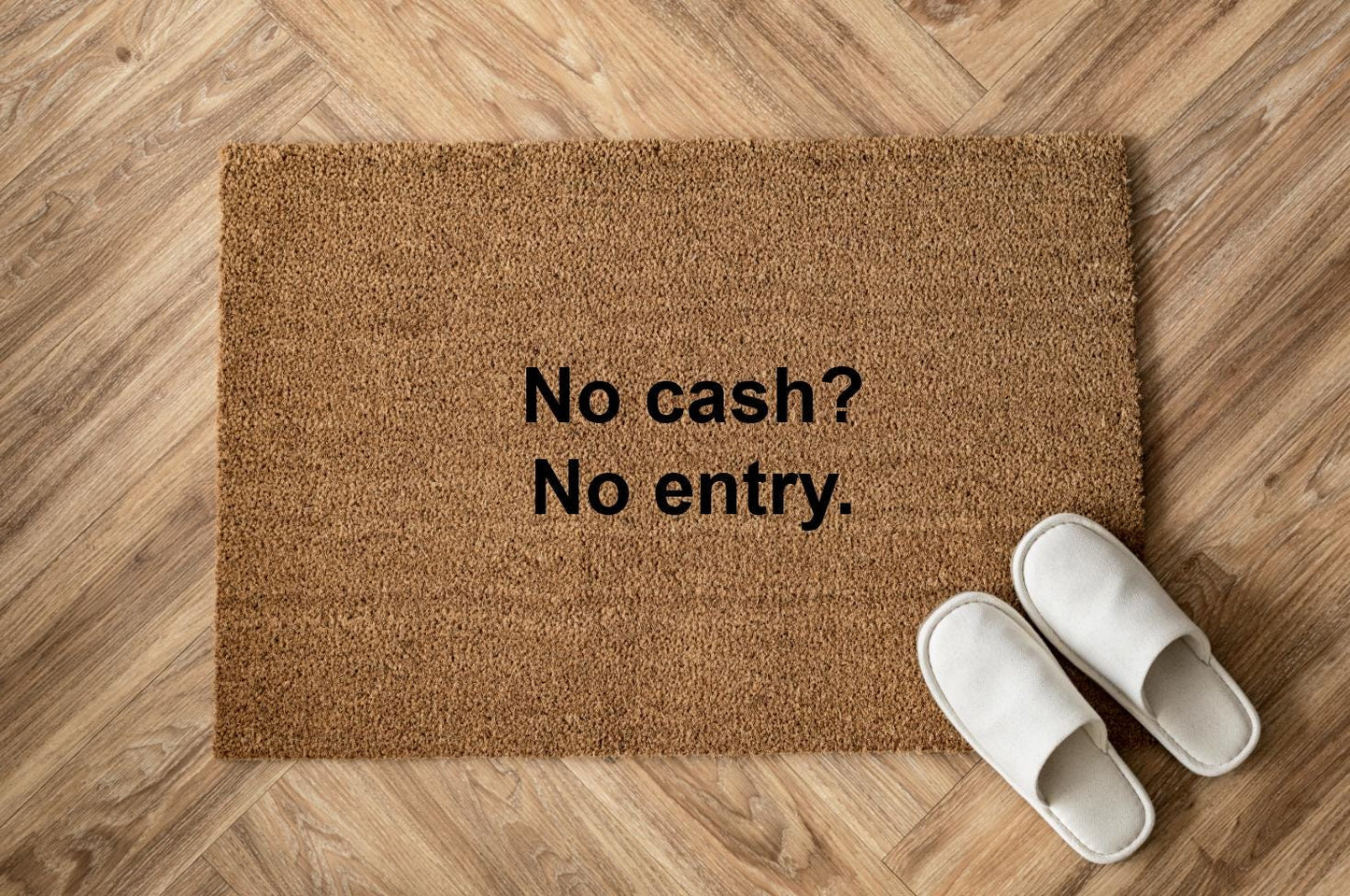 No cash? No entry. Zerbino Personalizzato in Fibra di Cocco – Incisione Laser – Welcome Mat Ingresso Casa – Idea Regalo
