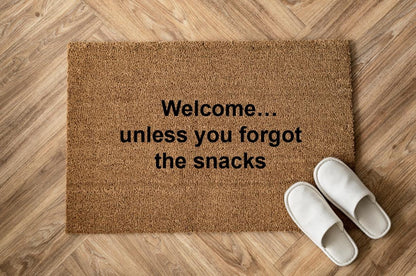 Welcome… unless you forgot the snacks Personalizzato in Fibra di Cocco – Incisione Laser – Welcome Mat Ingresso Casa