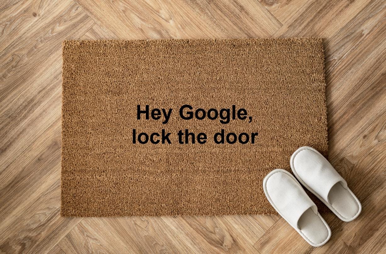 Hey Google, lock the door Personalizzato in Fibra di Cocco – Incisione Laser – Welcome Mat Ingresso Casa