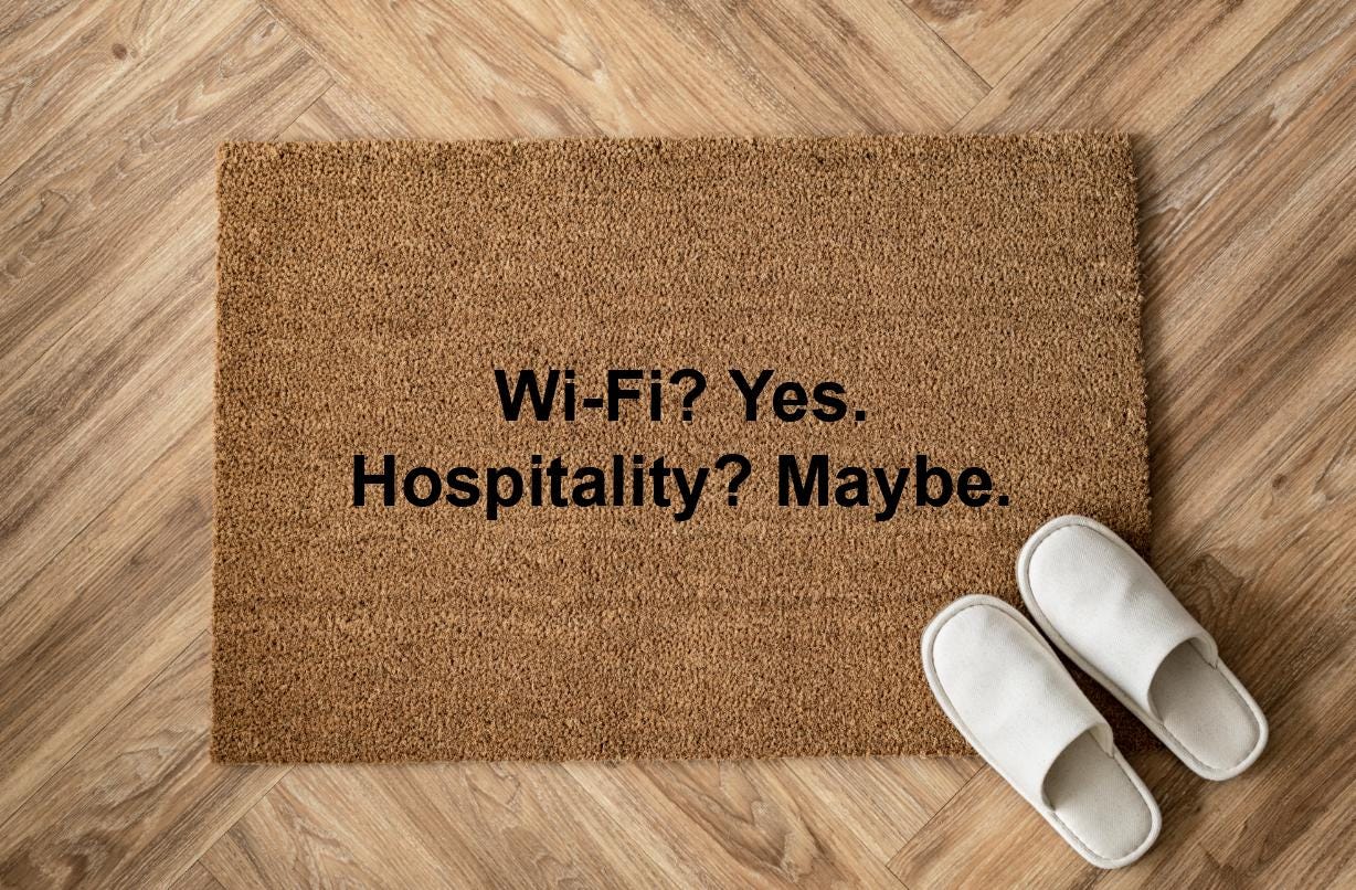 Wi-Fi? Yes. Hospitality? Maybe. Personalizzato in Fibra di Cocco – Incisione Laser – Welcome Mat Ingresso Casa