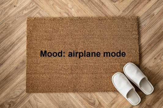 Mood: airplane mode Personalizzato in Fibra di Cocco – Incisione Laser – Welcome Mat Ingresso Casa