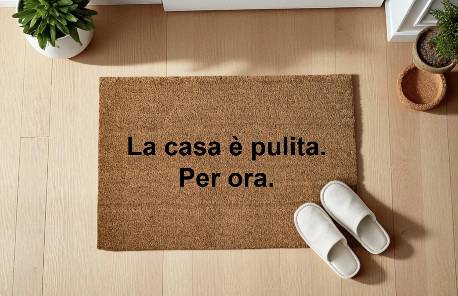 La casa è pulita. Per ora. Zerbino Personalizzato in Fibra di Cocco – Incisione Laser – Welcome Mat Ingresso Casa – Idea Regalo Nuova Casa