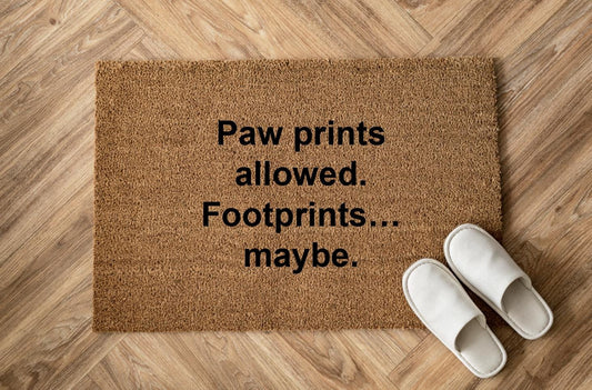 Paw prints allowed. Footprints… maybe. Zerbino Personalizzato in Fibra di Cocco – Incisione Laser – Welcome Mat Ingresso Casa