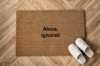 Alexa, ignorali Personalizzato in Fibra di Cocco – Incisione Laser – Welcome Mat Ingresso Casa