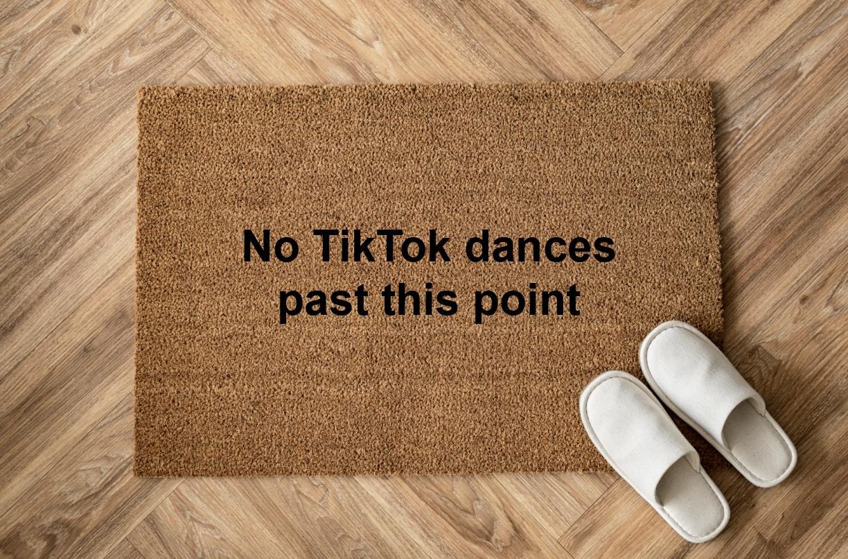 No TikTok dances past this point Personalizzato in Fibra di Cocco – Incisione Laser – Welcome Mat Ingresso Casa