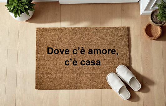 Dove c’è amore, c’è casa Zerbino Personalizzato in Fibra di Cocco – Incisione Laser – Welcome Mat Ingresso Casa – Idea Regalo Nuova Casa