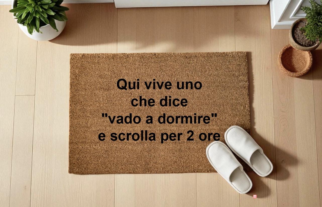 Qui vive uno che dice "vado a dormire" e scrolla per 2 ore Zerbino Personalizzato in Fibra di Cocco – Ingresso Casa – Regalo Nuova Casa