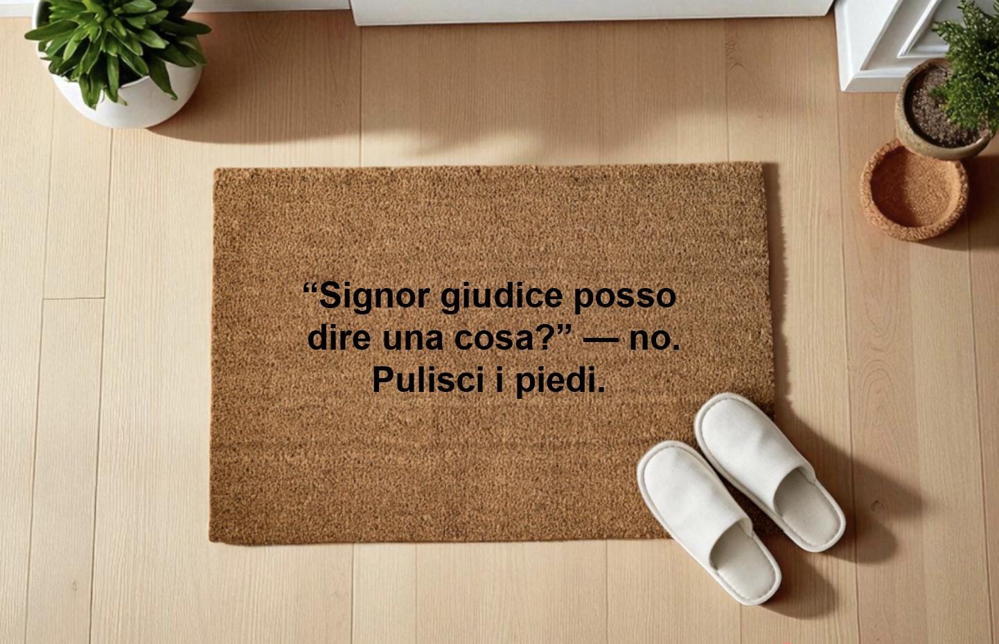 Signor giudice posso dire una cosa? — no. Pulisci i piedi. Zerbino Personalizzato in Fibra di Cocco – Ingresso Casa – Regalo Nuova Casa