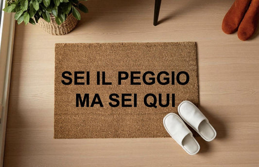 SEI IL PEGGIO ima sei qu Personalizzato in Fibra di Cocco – Incisione Laser – Welcome Mat Ingresso Casa